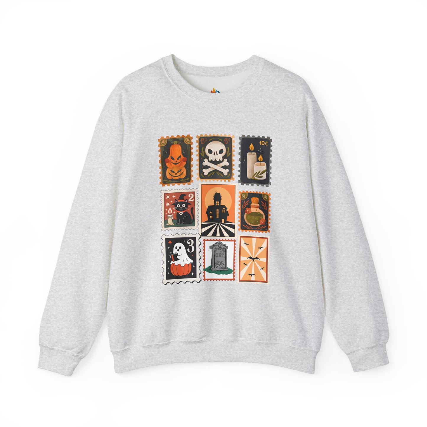 Halloween Stamp Sweatshirt, Unisex Crewneck, Fall Season Outfit, Spooky season Gift, Retro Halloween Gift