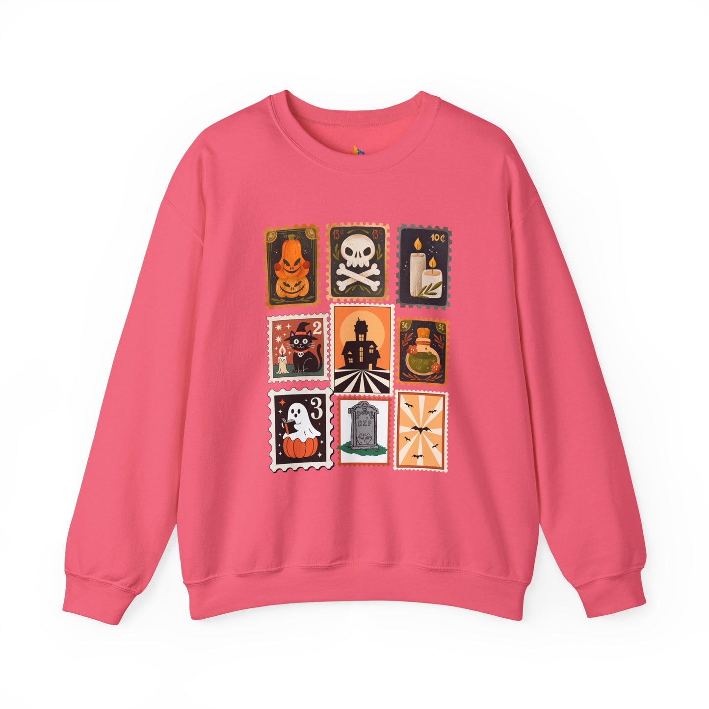 Halloween Stamp Sweatshirt, Unisex Crewneck, Fall Season Outfit, Spooky season Gift, Retro Halloween Gift
