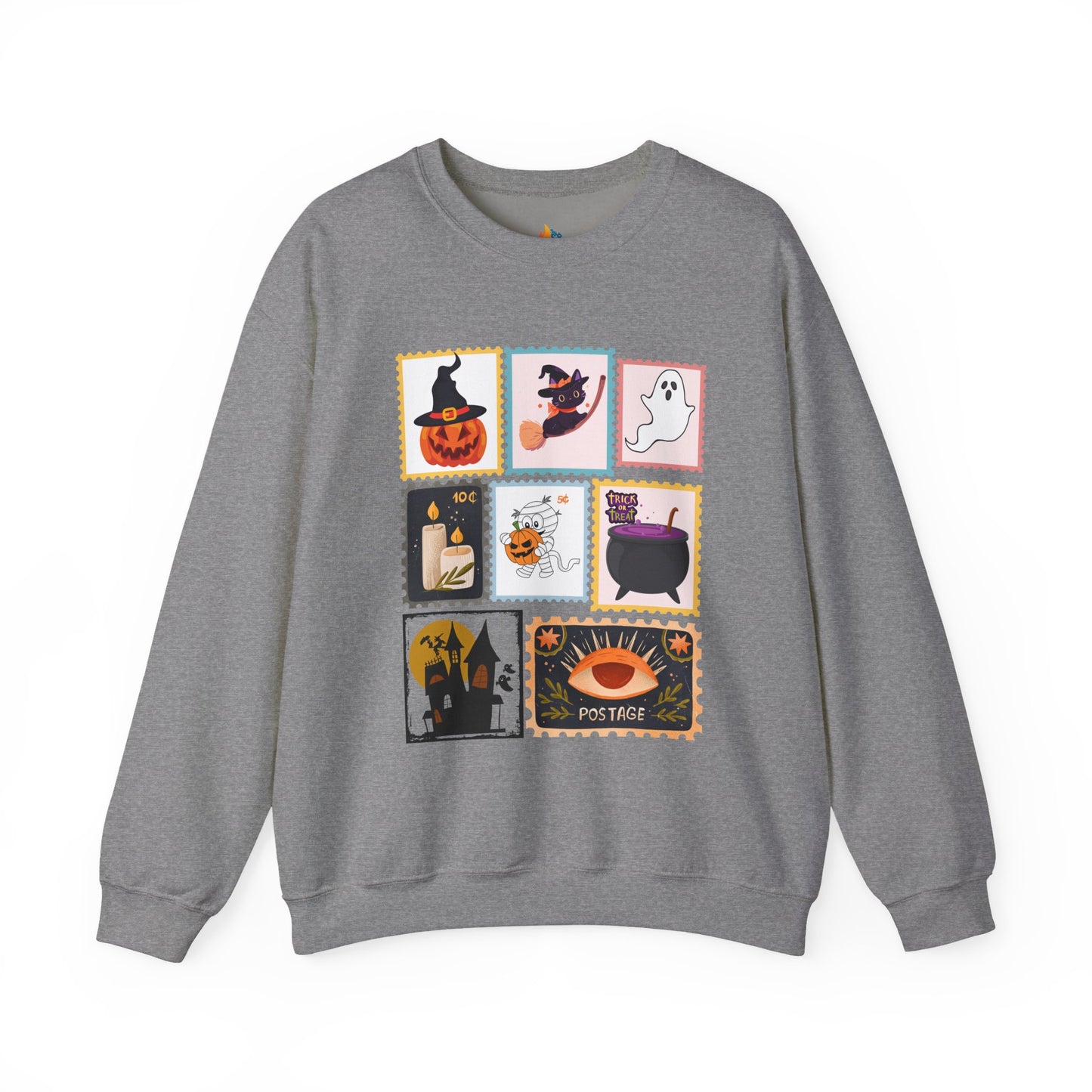 Halloween Stamp Sweatshirt, Unisex Crewneck, Fall Season Outfit, Spooky season Gift, Retro Halloween Gift