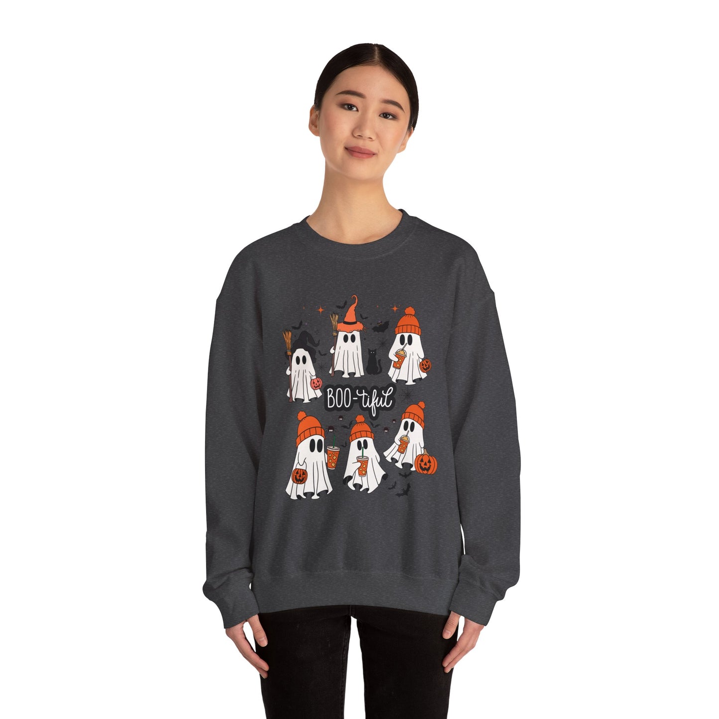 Boo-tiful ghost Sweatshirt, Unisex Crewneck, Fall Season Outfit, Cozy Fall Gift, Halloween Gift