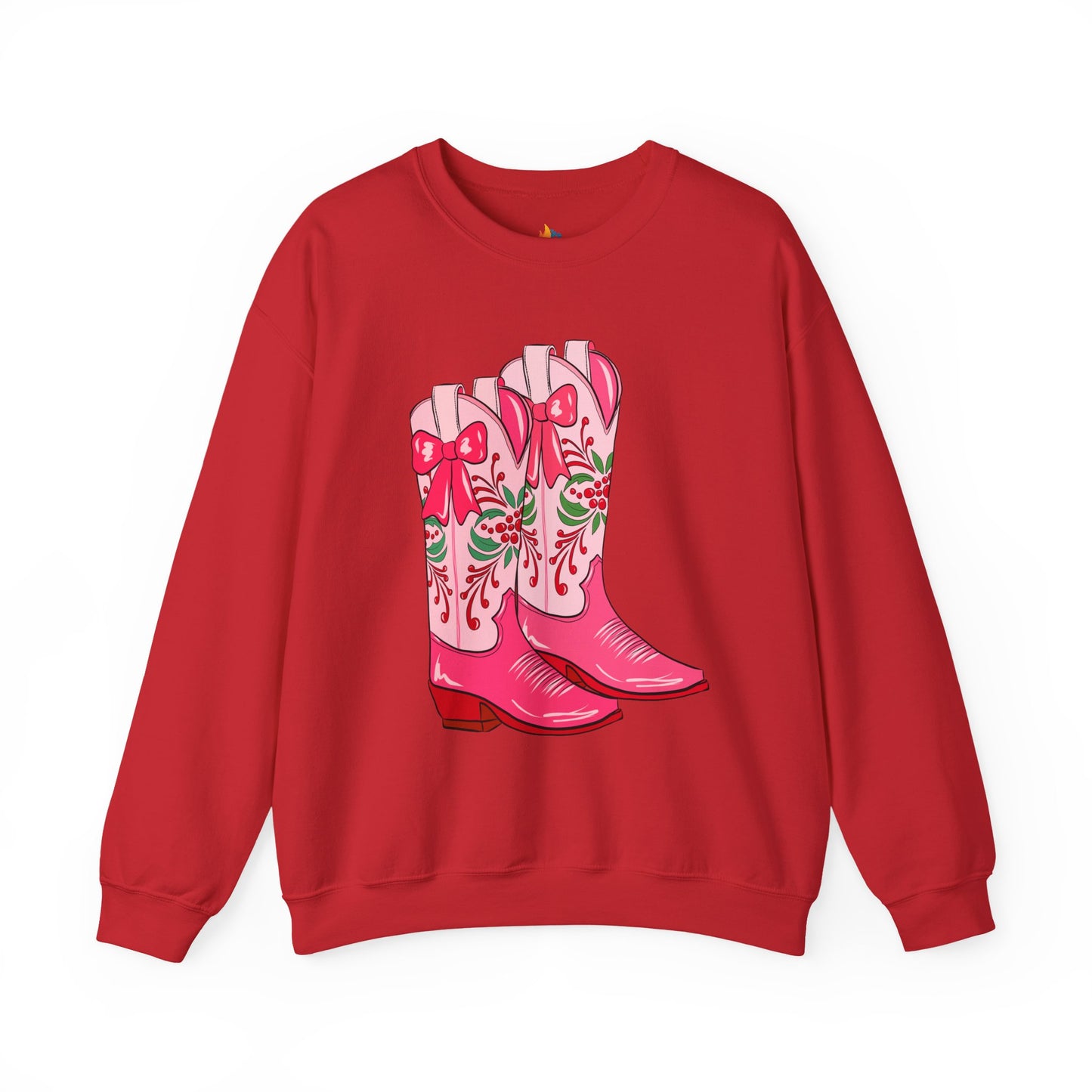 Boots, Christmas Sweatshirt, Unisex Crewneck, Holiday Season Outfit, Winter Sweatshirt