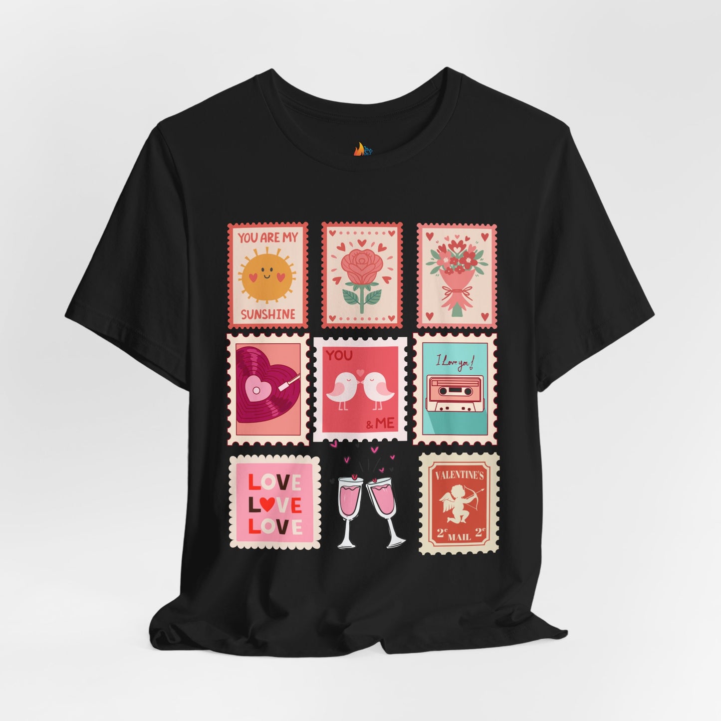 Love Stamps T-Shirt, Valentine’s Day T-shirt, Cute Valentine Shirt, Love Graphic Tee, Unisex Valentine Outfit, Gift for Him or Her, Romantic Holiday Tee