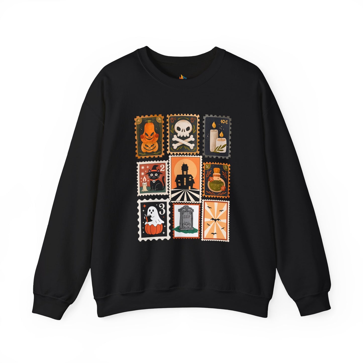 Halloween Stamp Sweatshirt, Unisex Crewneck, Fall Season Outfit, Spooky season Gift, Retro Halloween Gift