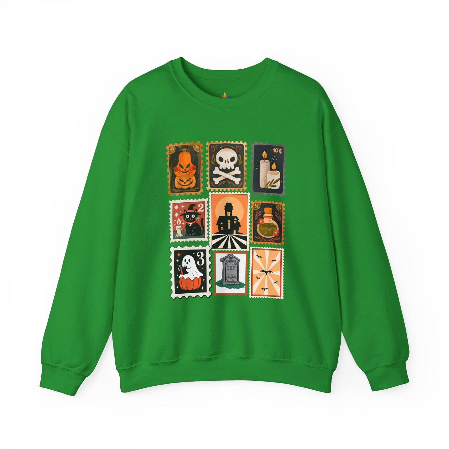 Halloween Stamp Sweatshirt, Unisex Crewneck, Fall Season Outfit, Spooky season Gift, Retro Halloween Gift