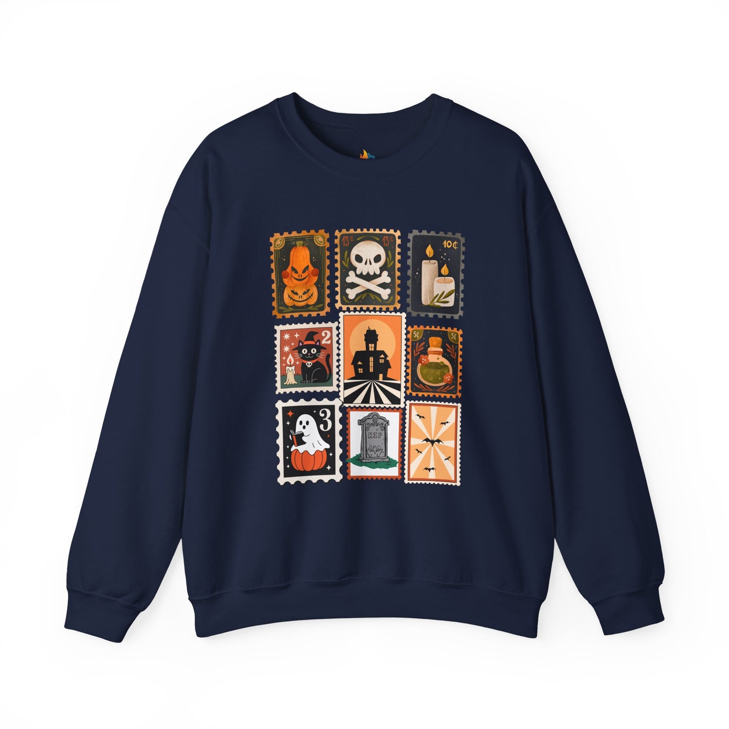 Halloween Stamp Sweatshirt, Unisex Crewneck, Fall Season Outfit, Spooky season Gift, Retro Halloween Gift