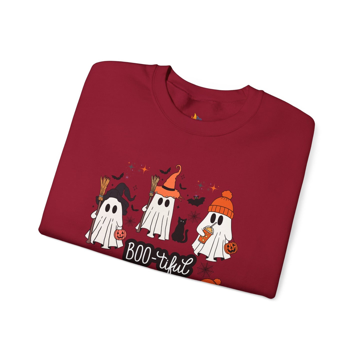 Boo-tiful ghost Sweatshirt, Unisex Crewneck, Fall Season Outfit, Cozy Fall Gift, Halloween Gift
