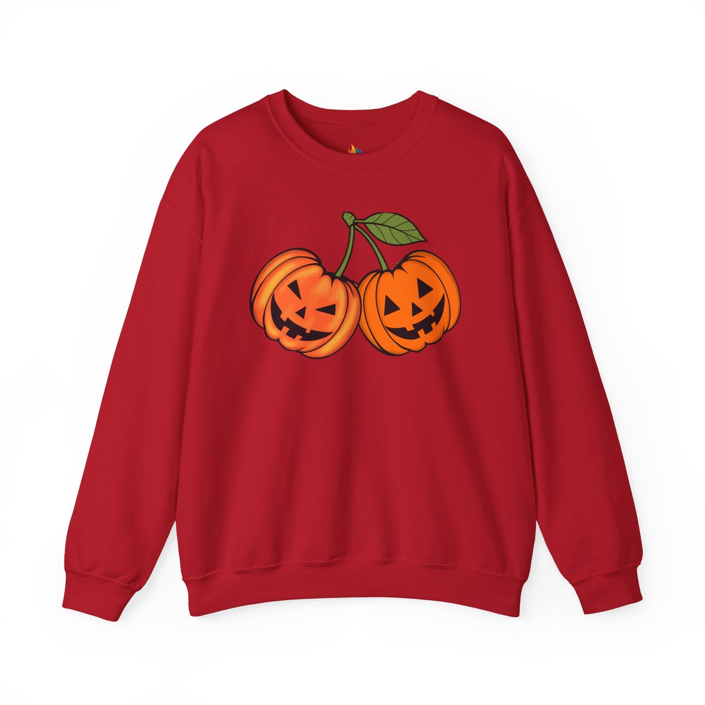 Halloween Cherry pumpkin Sweatshirt, Unisex Crewneck, Funny Halloween Apparel, Spooky Season Outfit, Cozy Fall Gift, Spooky Cute, Retro Halloween Gift