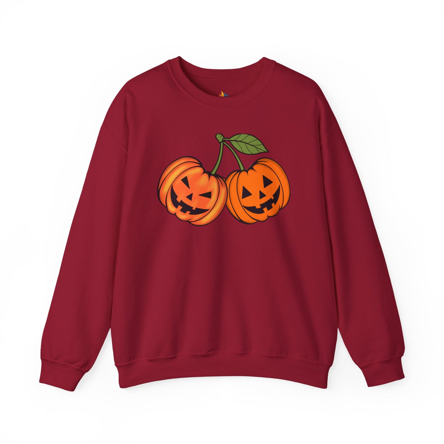 Halloween Cherry pumpkin Sweatshirt, Unisex Crewneck, Funny Halloween Apparel, Spooky Season Outfit, Cozy Fall Gift, Spooky Cute, Retro Halloween Gift