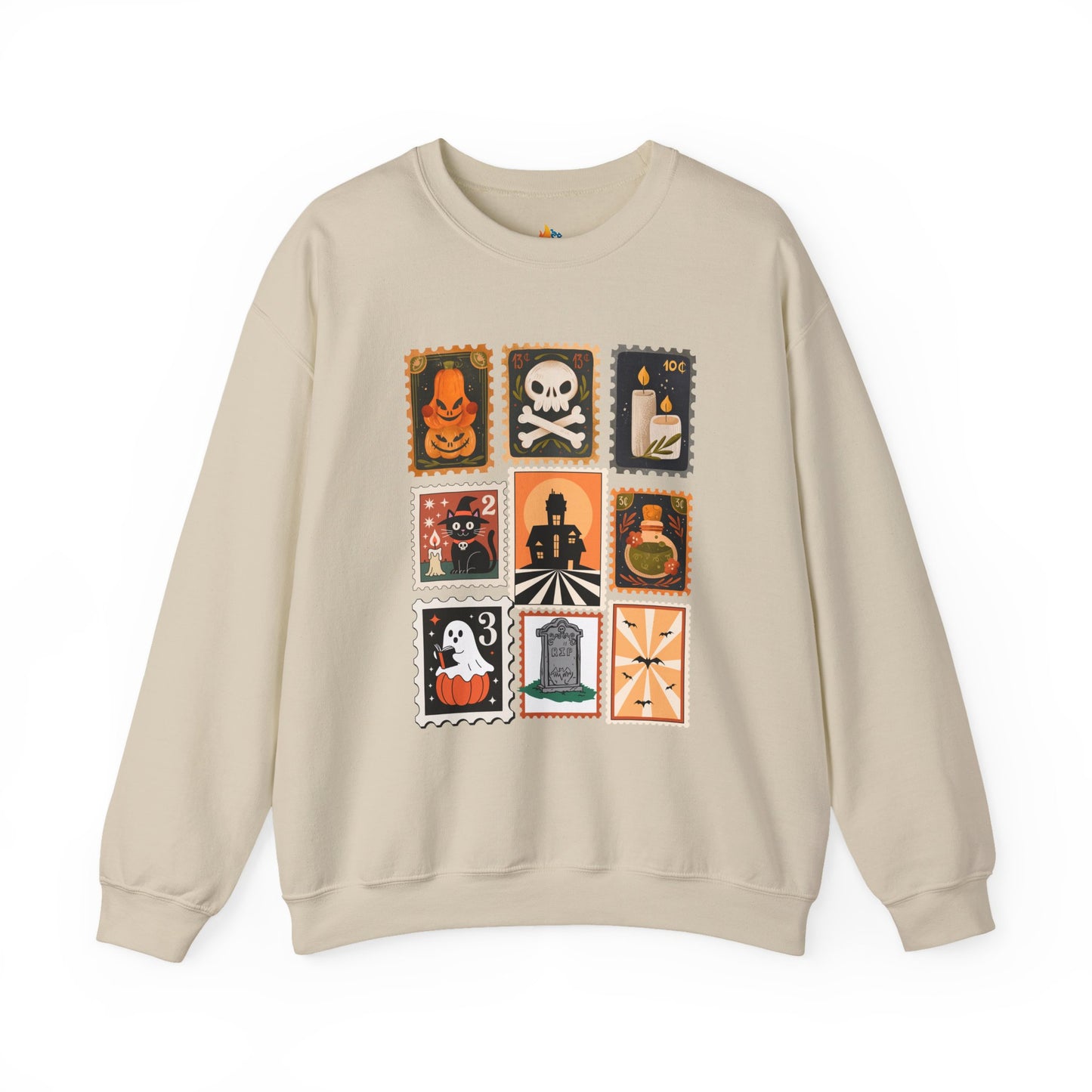 Halloween Stamp Sweatshirt, Unisex Crewneck, Fall Season Outfit, Spooky season Gift, Retro Halloween Gift