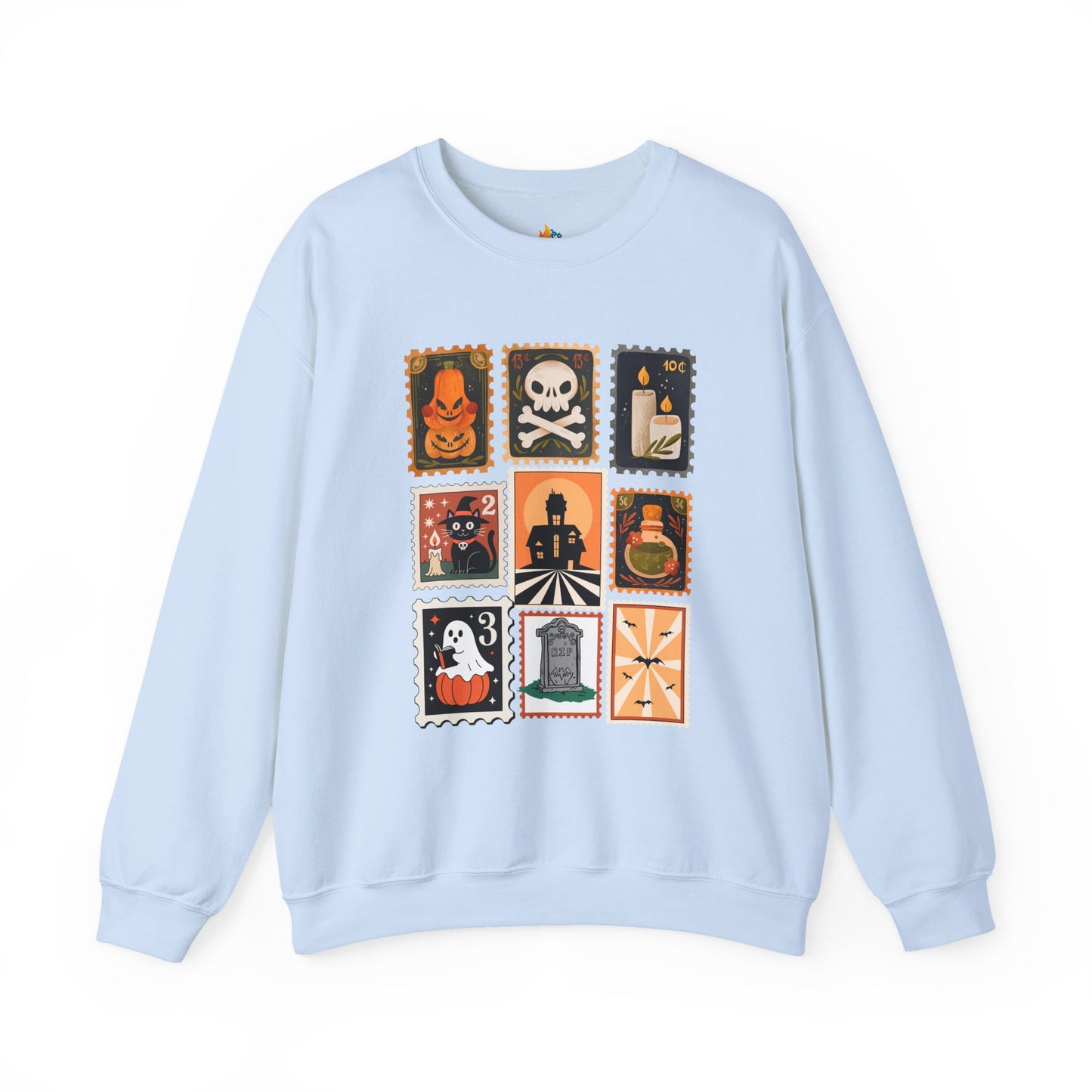 Halloween Stamp Sweatshirt, Unisex Crewneck, Fall Season Outfit, Spooky season Gift, Retro Halloween Gift