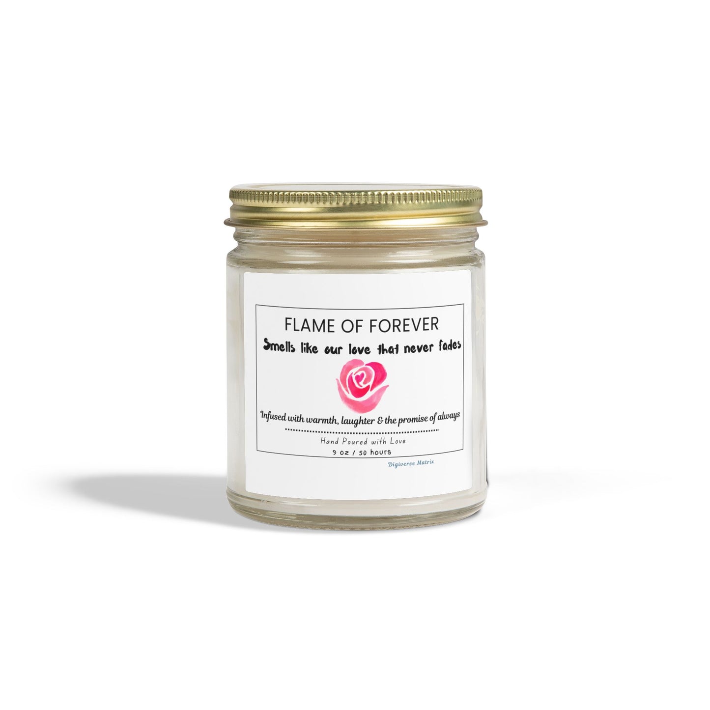 "Flame of Forever" Soy Wax Jar (4oz & 9oz), Coconut Apricot Scented Candle - Valentines Day Gift
