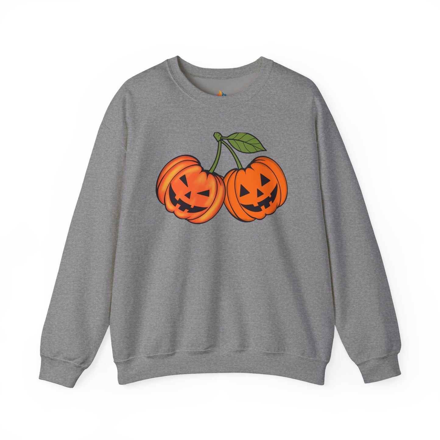Halloween Cherry pumpkin Sweatshirt, Unisex Crewneck, Funny Halloween Apparel, Spooky Season Outfit, Cozy Fall Gift, Spooky Cute, Retro Halloween Gift