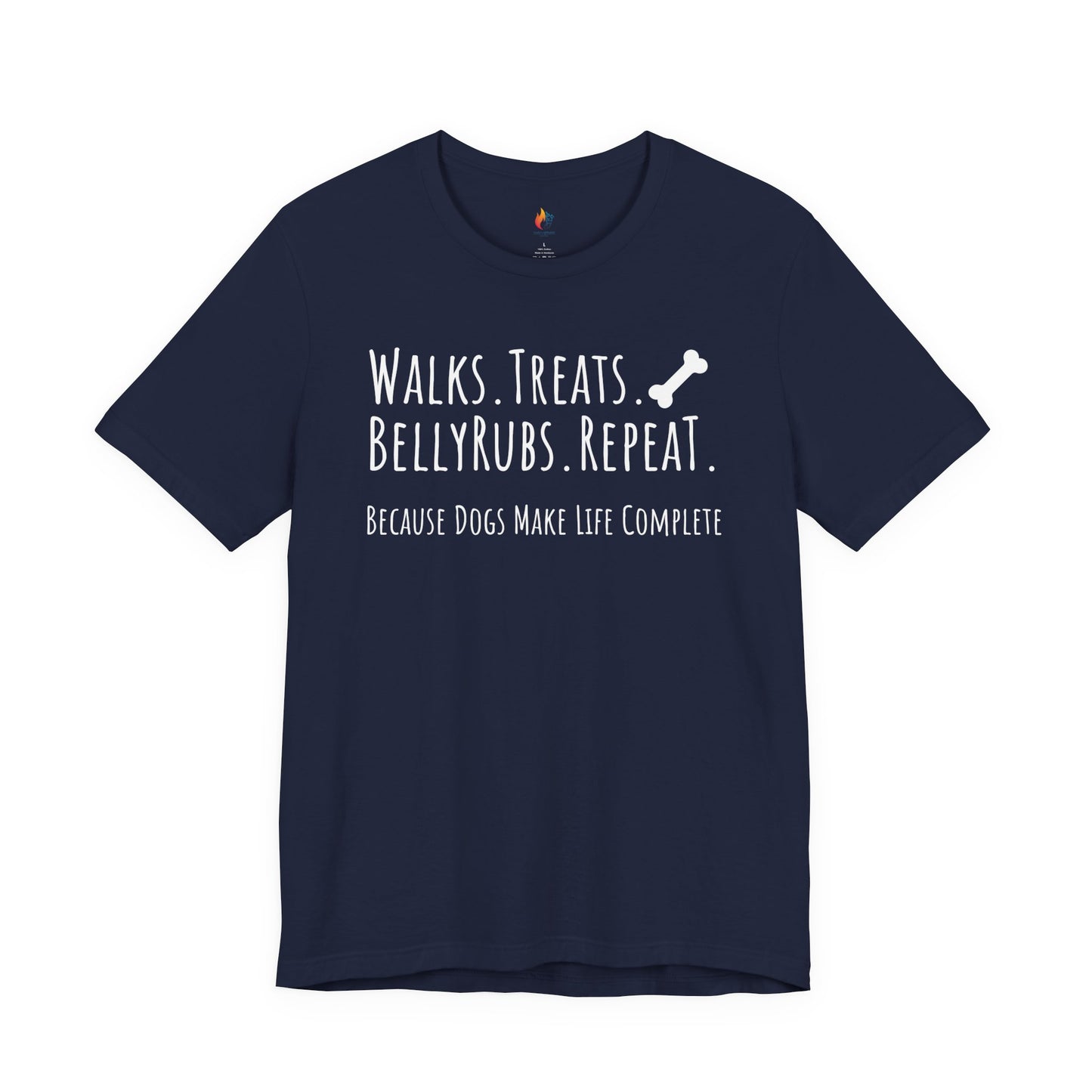 Dog Lover T-Shirt - "Walks, Treats, Belly Rubs, Repeat" - Funny Graphic Tee