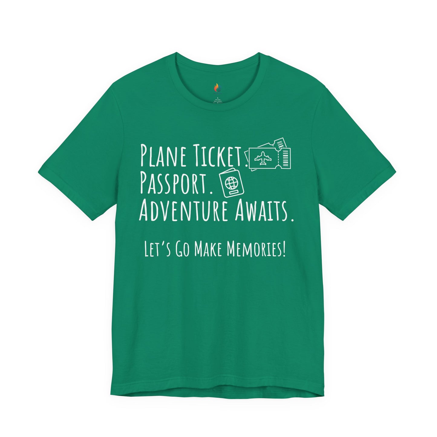 Travel lover T-Shirt - "Plane Ticket, Passport, Adventure Awaits", Lets go make memories, Adventure Graphic Tee