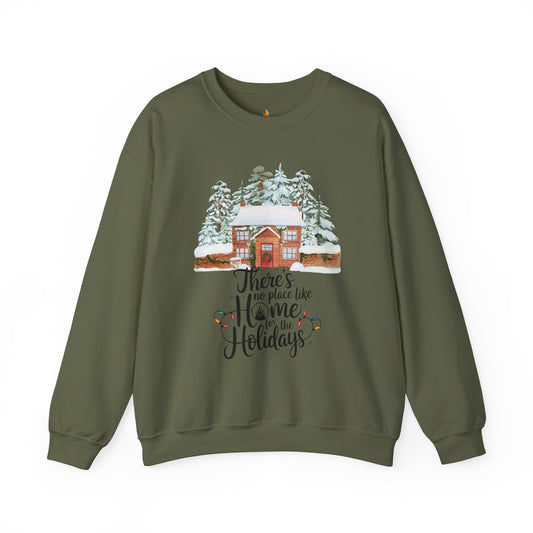 There is no place like Home for Holidays, Christmas Sweatshirt, Unisex Crewneck, Holiday Season Outfit, Winter Sweatshirt