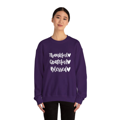 Thankful, Grateful, Blesses - Thanksgiving Sweatshirt, Unisex Crewneck, Fall Season Outfit, Cozy Fall Gift