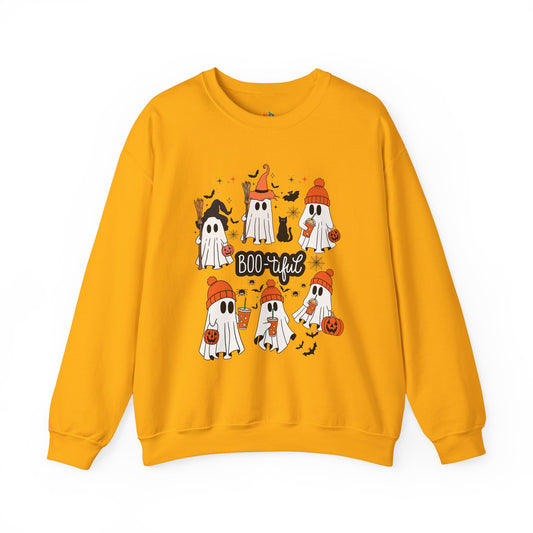 Boo-tiful ghost Sweatshirt, Unisex Crewneck, Fall Season Outfit, Cozy Fall Gift, Halloween Gift