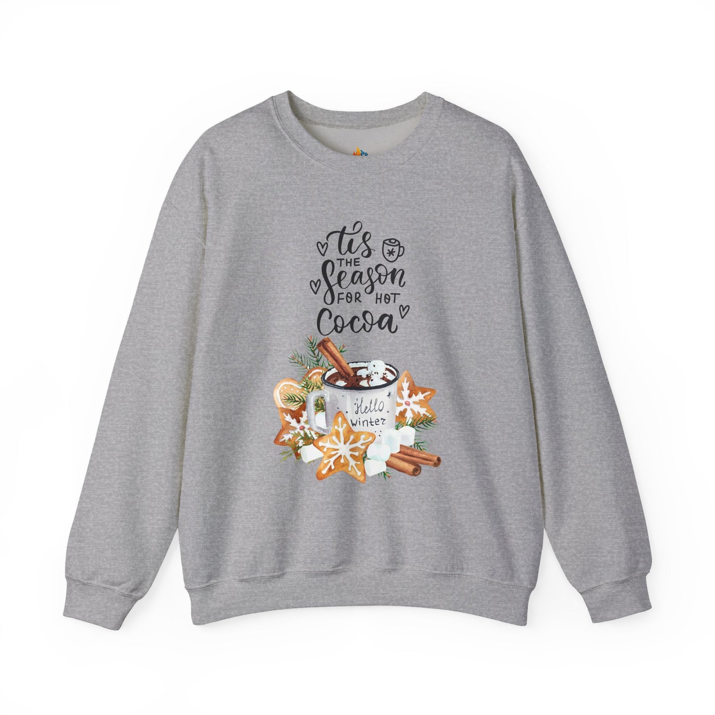 Tis the season for Hot Cocoa Christmas Sweatshirt, Unisex Crewneck, Holiday Season Outfit, Winter Sweatshirt