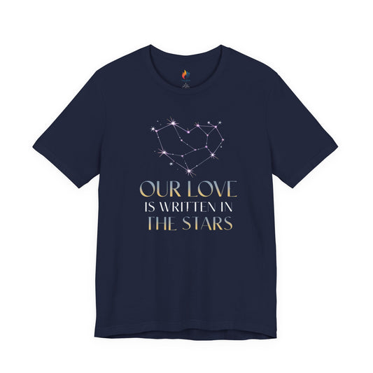 Love is written on the Stars T-Shirt, Valentine’s Day T-shirt, Cute Valentine Shirt, Love Graphic Tee, Unisex Valentine Outfit, Gift for Him or Her, Romantic Holiday Tee