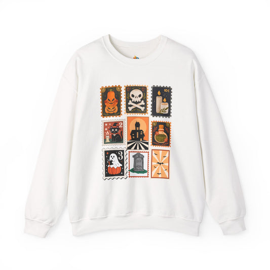 Halloween Stamp Sweatshirt, Unisex Crewneck, Fall Season Outfit, Spooky season Gift, Retro Halloween Gift