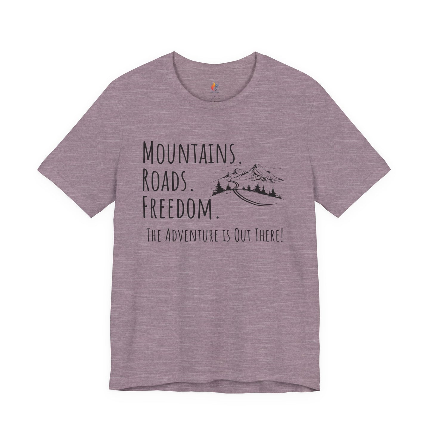 Travel lover T-Shirt - "Mountains, Roads, Freedom", Adventure Graphic Tee