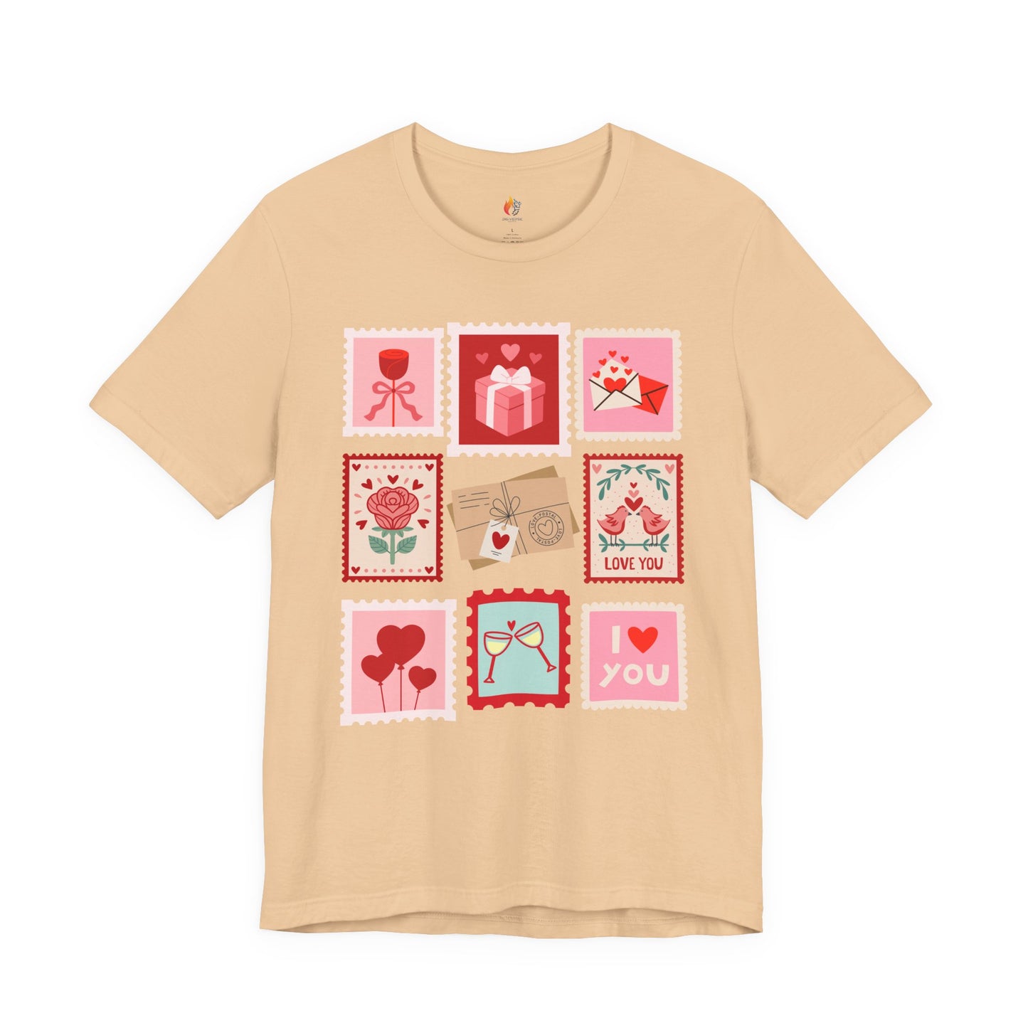 Love Stamps T-Shirt, Valentine’s Day T-shirt, Cute Valentine Shirt, Love Graphic Tee, Unisex Valentine Outfit, Gift for Him or Her, Romantic Holiday Tee