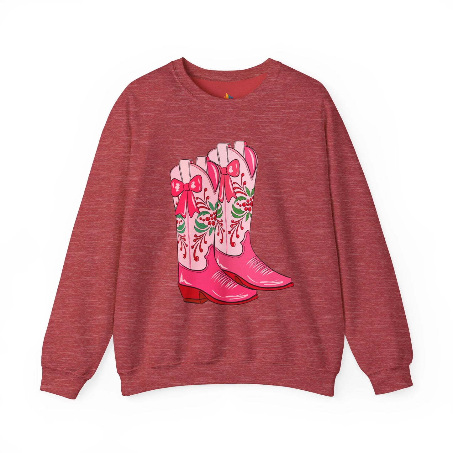 Boots, Christmas Sweatshirt, Unisex Crewneck, Holiday Season Outfit, Winter Sweatshirt