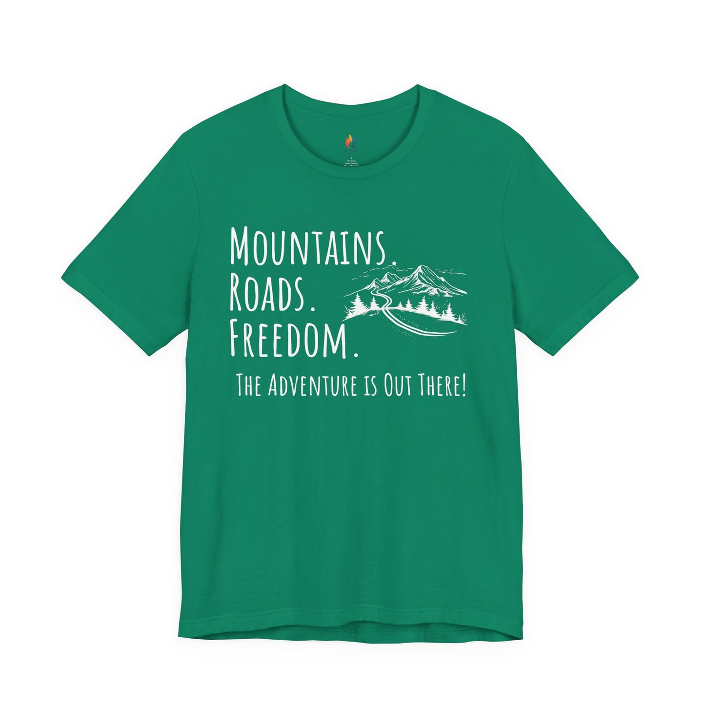 Travel lover T-Shirt - "Mountains, Roads, Freedom", Adventure Graphic Tee