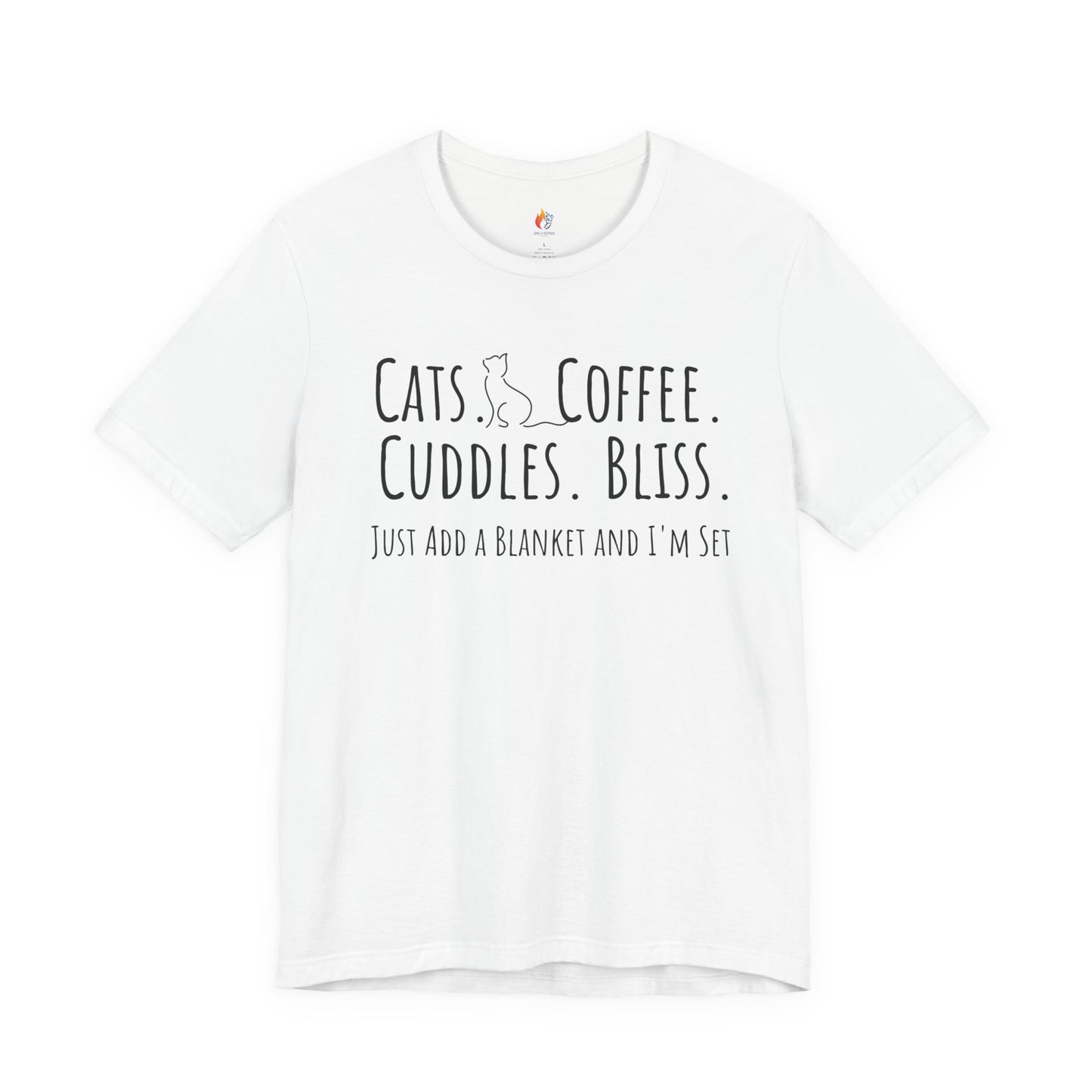 Cats, Coffee, Cuddles, Bliss - T-Shirt, Coffee lover, Cat Lover, Pet Lover Tee
