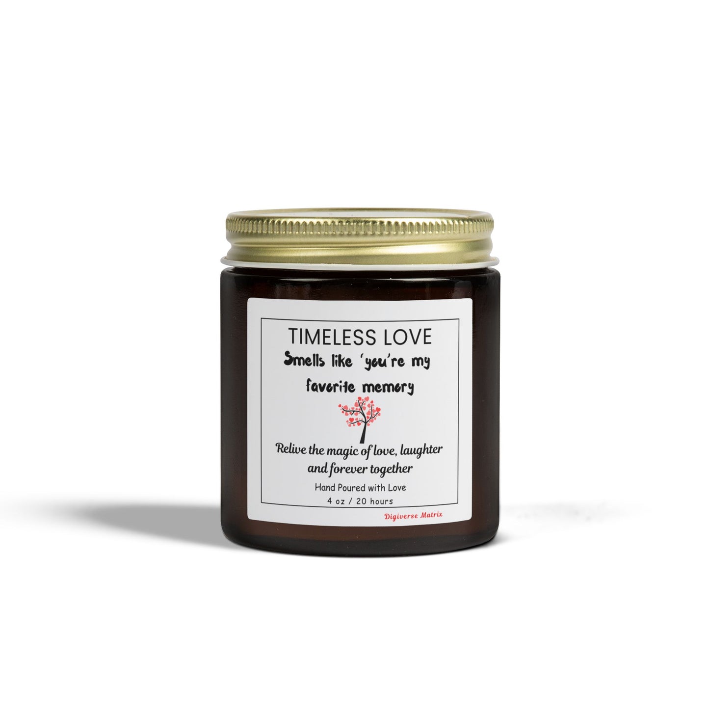 "Timeless Love" Soy Wax Jar (4oz & 9oz), Coconut Apricot Scented Candle - Valentines Day Gift