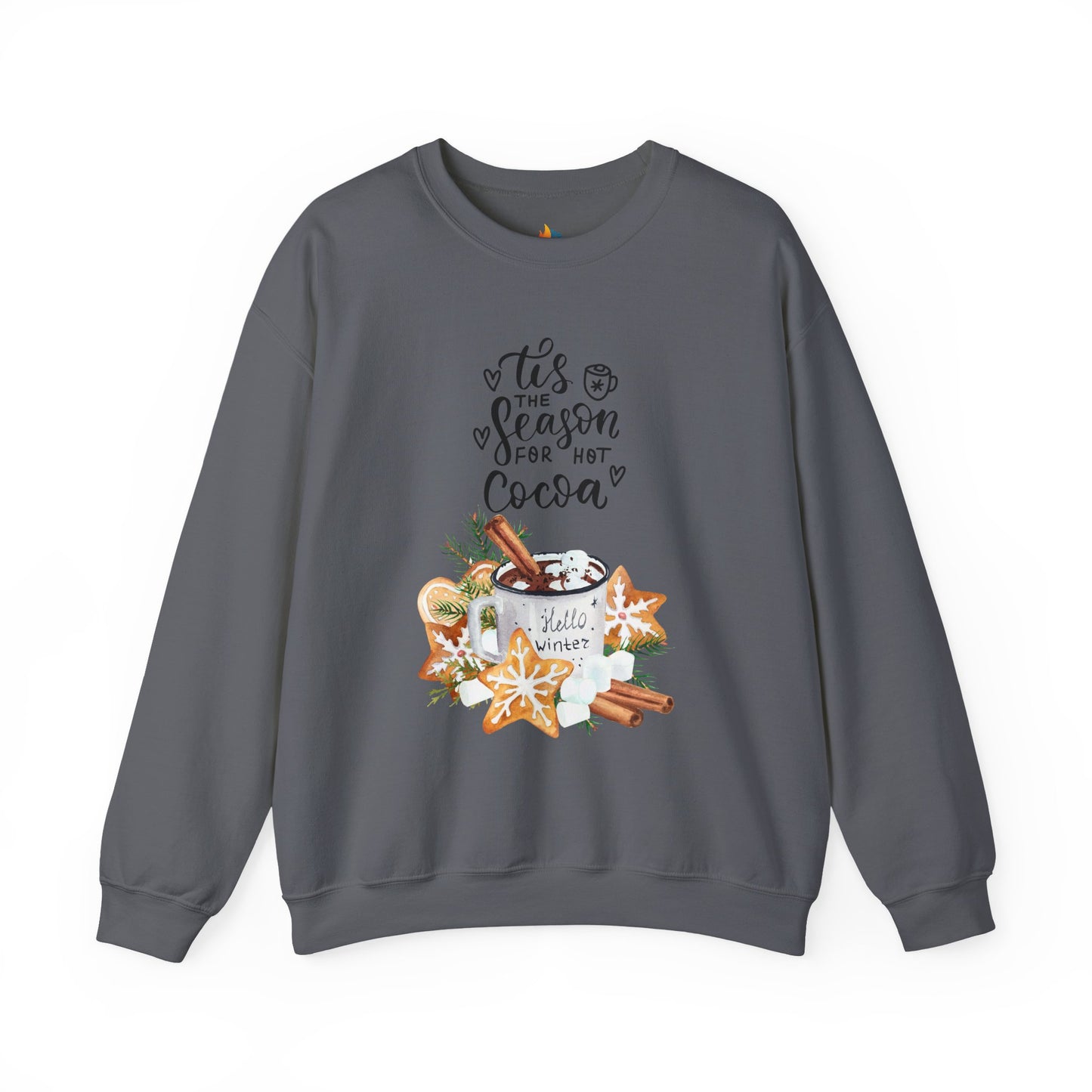 Tis the season for Hot Cocoa Christmas Sweatshirt, Unisex Crewneck, Holiday Season Outfit, Winter Sweatshirt