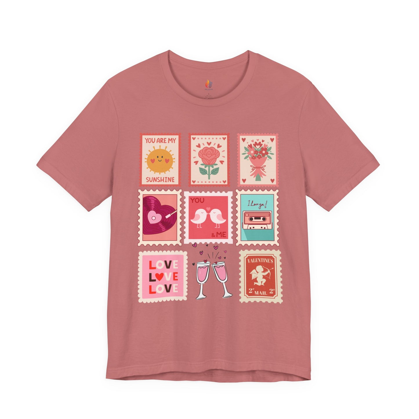 Love Stamps T-Shirt, Valentine’s Day T-shirt, Cute Valentine Shirt, Love Graphic Tee, Unisex Valentine Outfit, Gift for Him or Her, Romantic Holiday Tee