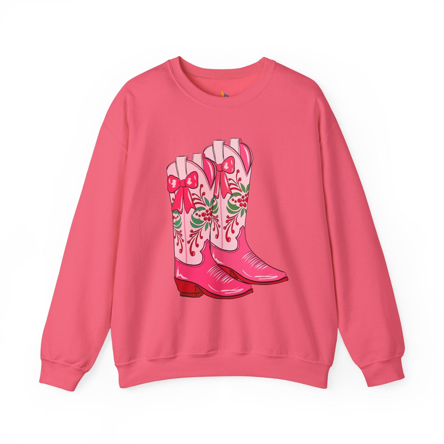 Boots, Christmas Sweatshirt, Unisex Crewneck, Holiday Season Outfit, Winter Sweatshirt
