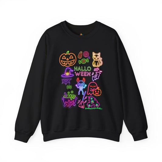 Neon Halloween Sweatshirt, Unisex Crewneck, Funny Fall Apparel, Cozy Fall Gift