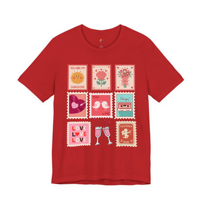 Love Stamps T-Shirt, Valentine’s Day T-shirt, Cute Valentine Shirt, Love Graphic Tee, Unisex Valentine Outfit, Gift for Him or Her, Romantic Holiday Tee