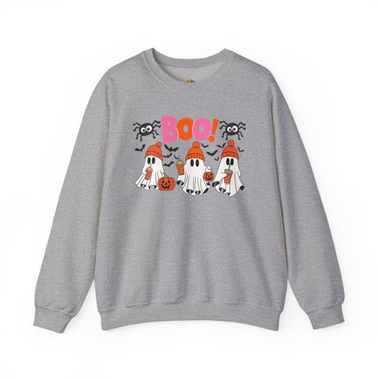 Boo Ghosts Halloween Sweatshirt, Unisex Crewneck, Funny Halloween Apparel, Spooky Season Outfit, Cozy Fall Gift, Spooky Cute, Retro Halloween Gift