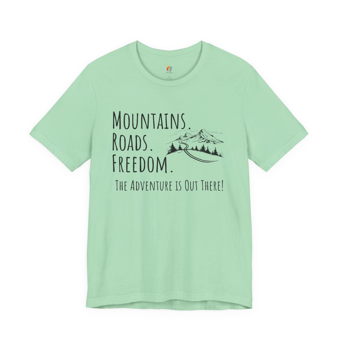 Travel lover T-Shirt - "Mountains, Roads, Freedom", Adventure Graphic Tee