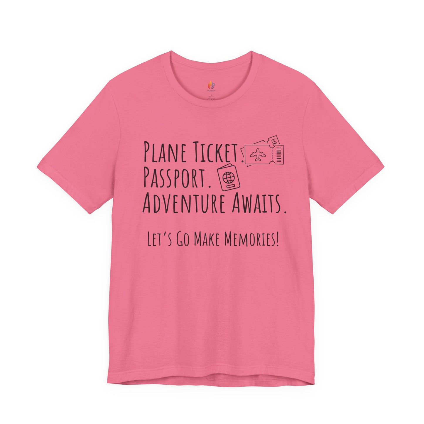 Travel lover T-Shirt - "Plane Ticket, Passport, Adventure Awaits", Lets go make memories, Adventure Graphic Tee
