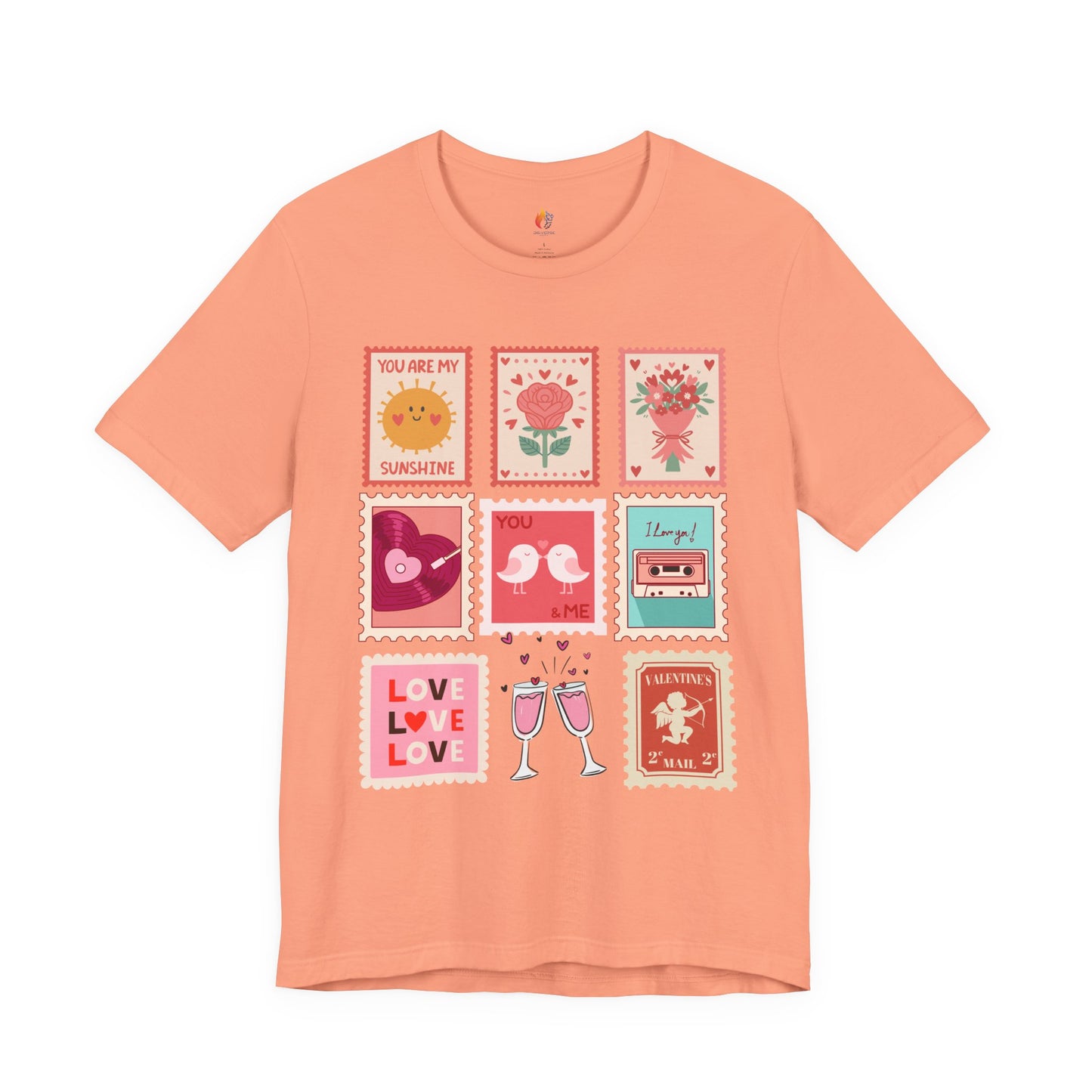 Love Stamps T-Shirt, Valentine’s Day T-shirt, Cute Valentine Shirt, Love Graphic Tee, Unisex Valentine Outfit, Gift for Him or Her, Romantic Holiday Tee