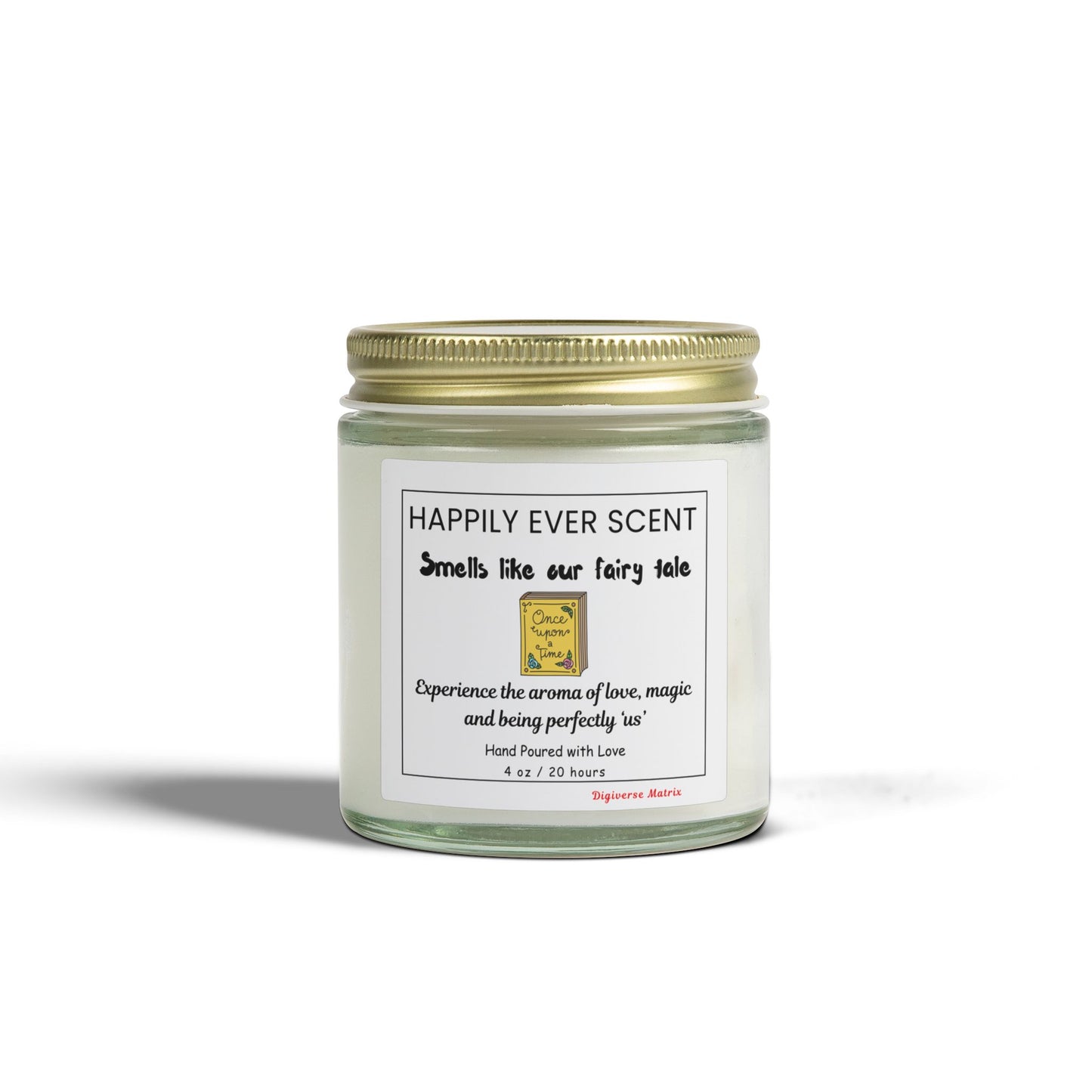 "Happily Ever Scent" Soy Wax Jar (4oz & 9oz), Coconut Apricot Scented Candle - Valentines Day Gift