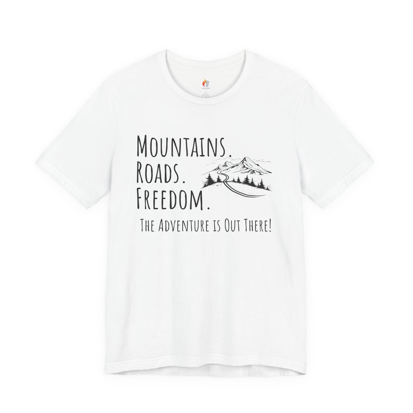 Travel lover T-Shirt - "Mountains, Roads, Freedom", Adventure Graphic Tee