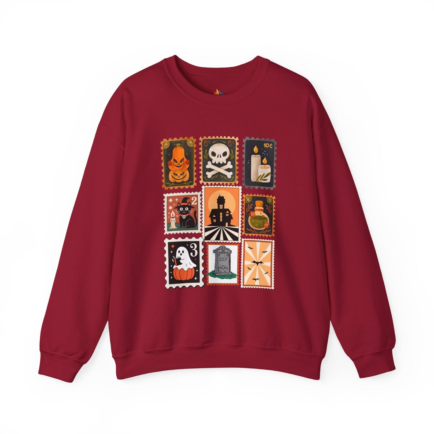Halloween Stamp Sweatshirt, Unisex Crewneck, Fall Season Outfit, Spooky season Gift, Retro Halloween Gift