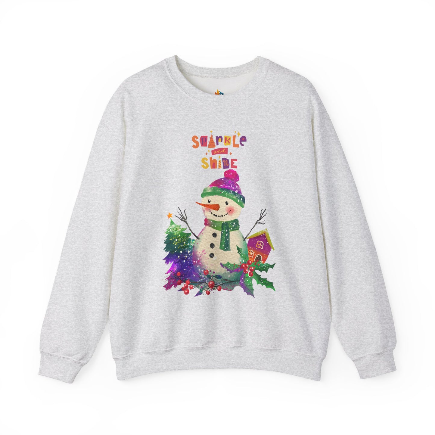 Sparkle & Shine, Snowman, Christmas Sweatshirt, Unisex Crewneck, Holiday Season Outfit, Winter Sweatshirt