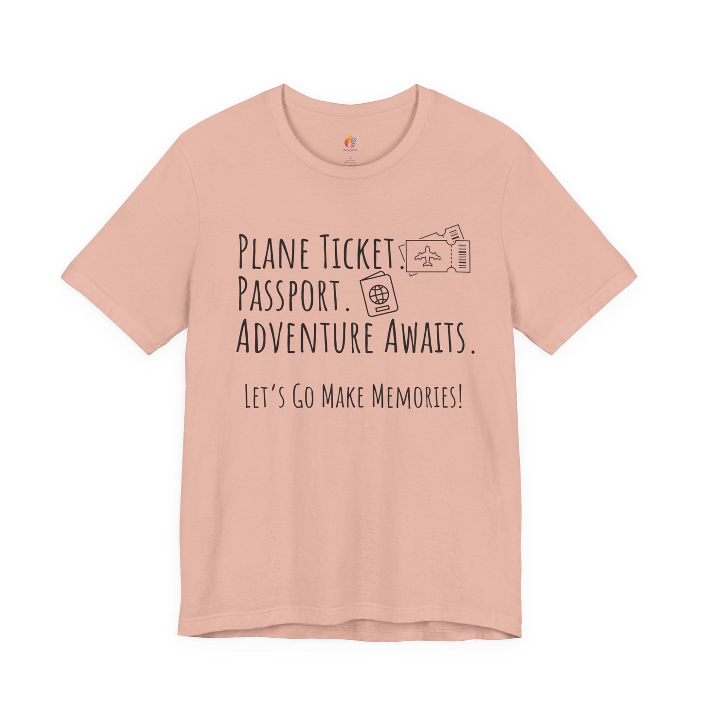 Travel lover T-Shirt - "Plane Ticket, Passport, Adventure Awaits", Lets go make memories, Adventure Graphic Tee