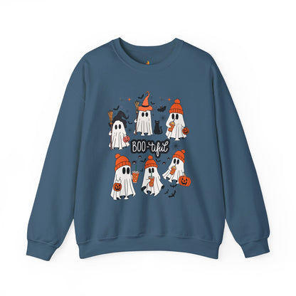 Boo-tiful ghost Sweatshirt, Unisex Crewneck, Fall Season Outfit, Cozy Fall Gift, Halloween Gift