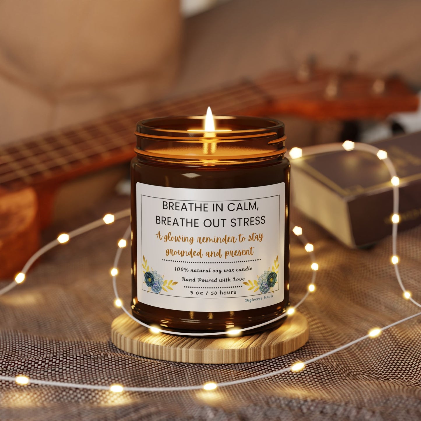 Peaceful Aura Candle | Relaxing & Mindfulness Soy Candle | Meditation & Self-Care Gift