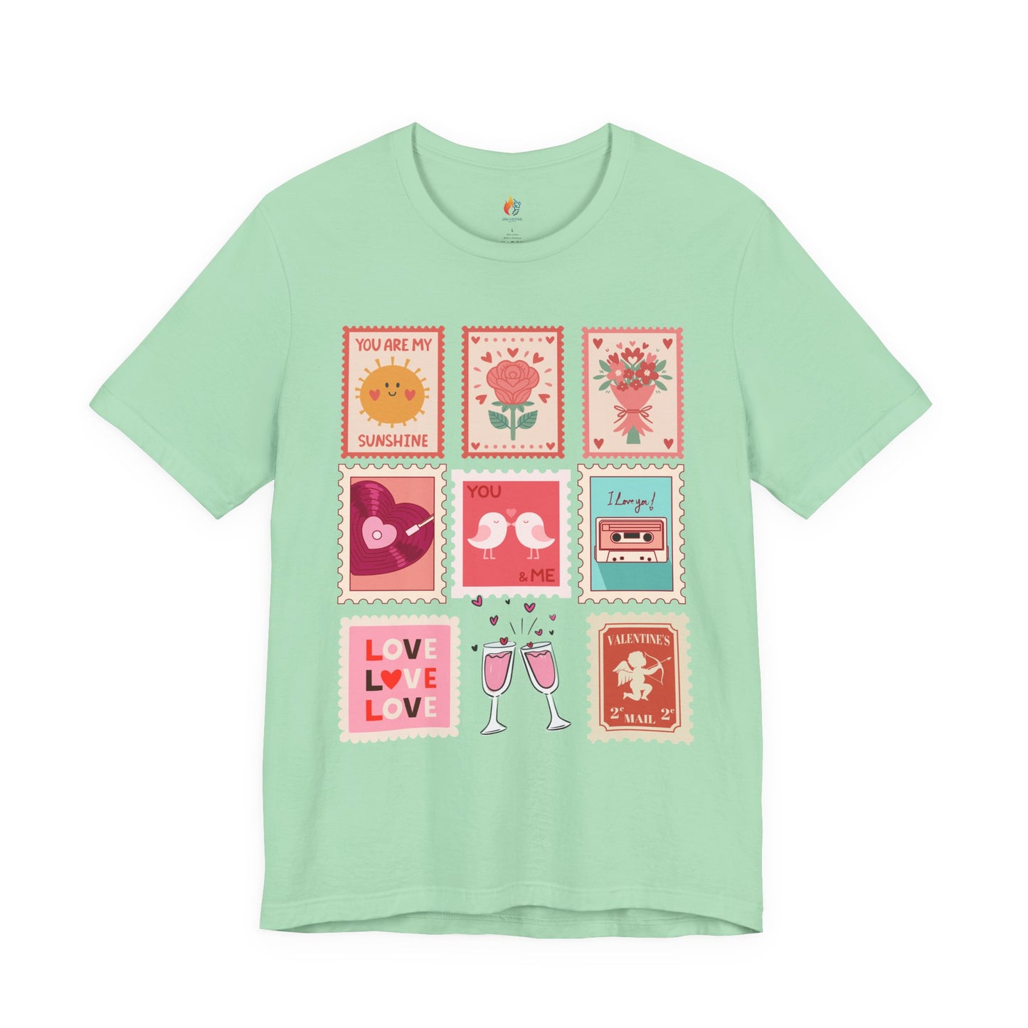 Love Stamps T-Shirt, Valentine’s Day T-shirt, Cute Valentine Shirt, Love Graphic Tee, Unisex Valentine Outfit, Gift for Him or Her, Romantic Holiday Tee