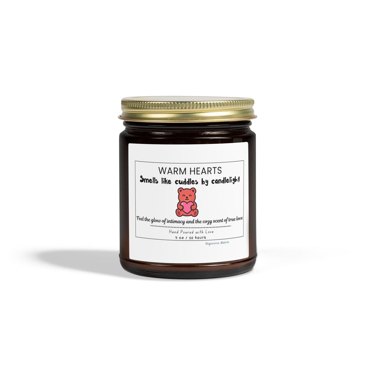"Warm Hearts" Soy Wax Jar (4oz & 9oz), Coconut Apricot Scented Candle - Valentines Day Gift