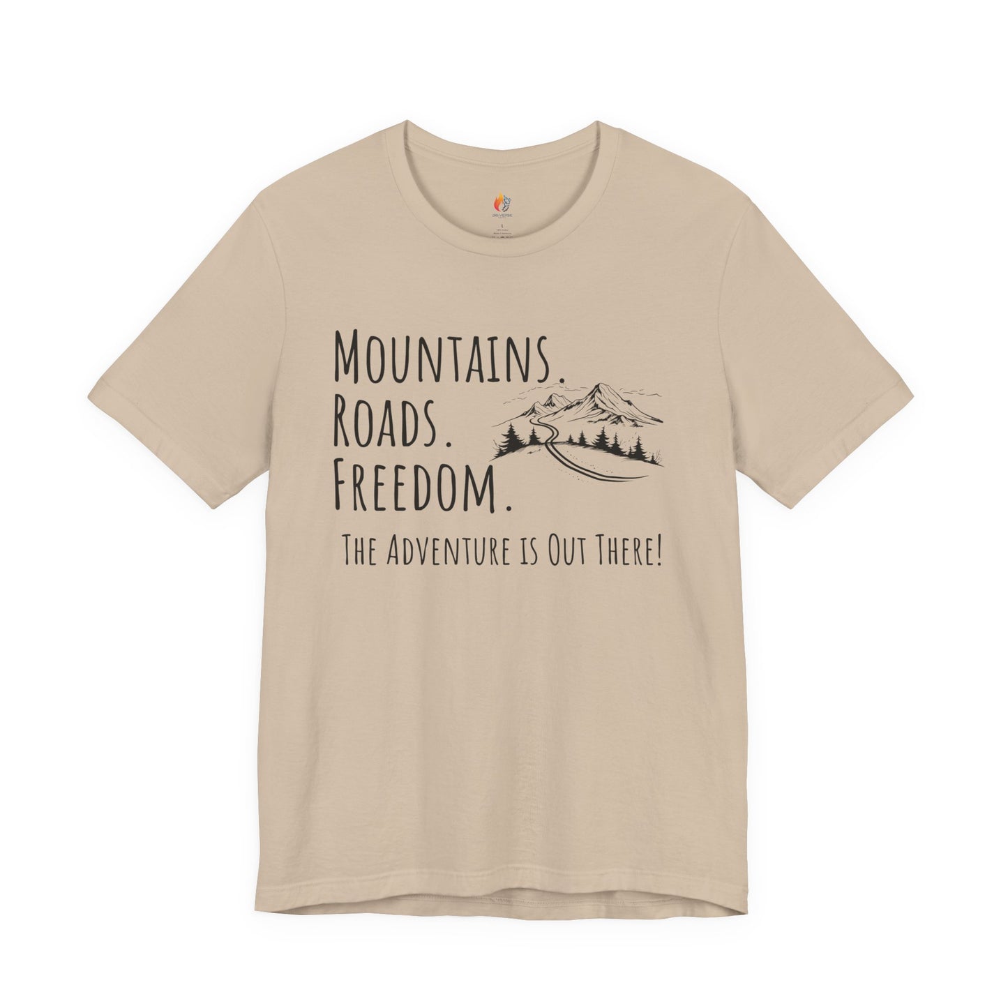 Travel lover T-Shirt - "Mountains, Roads, Freedom", Adventure Graphic Tee