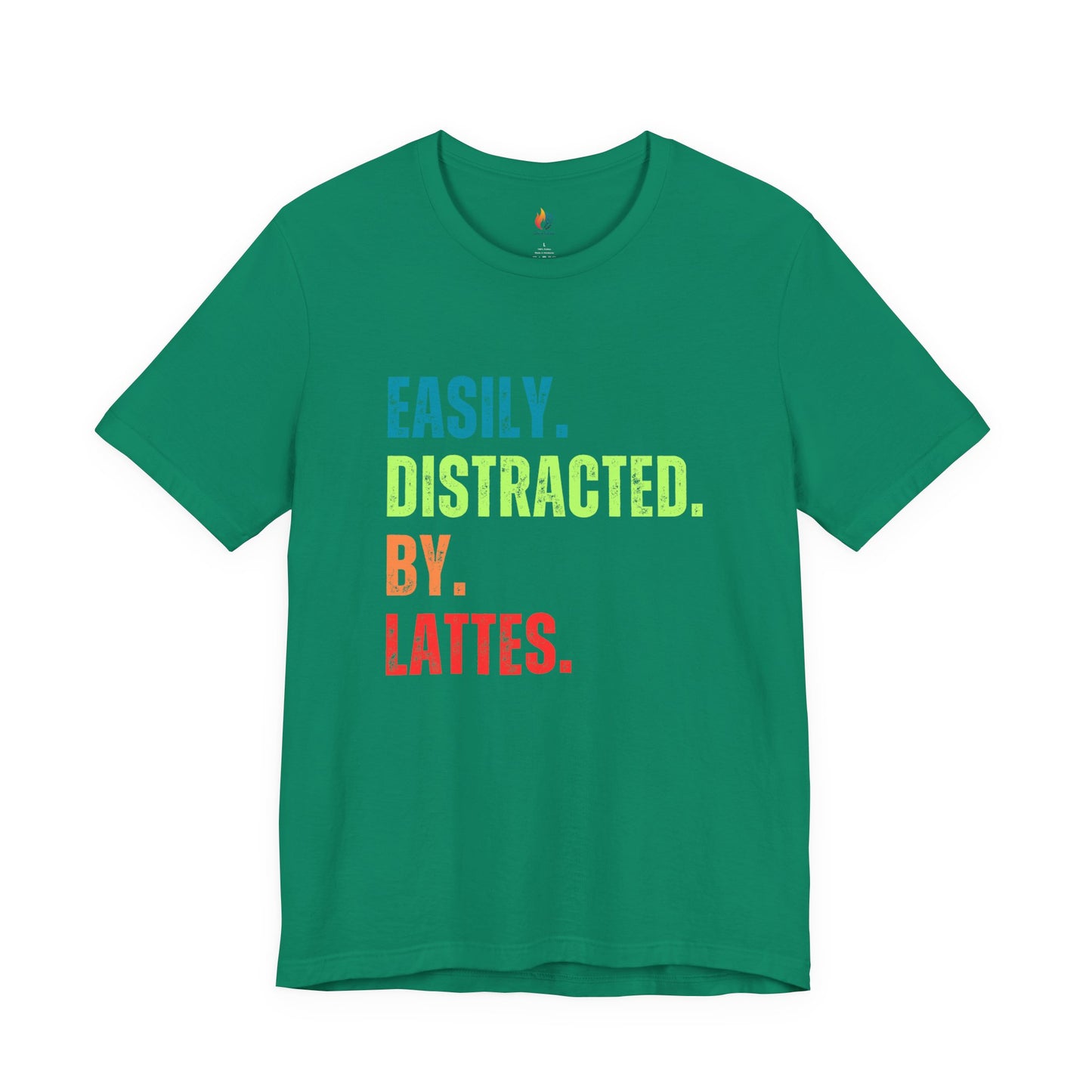 Coffee Lover T-Shirt - "Easily Distracted by Lattes" Graphic Tee